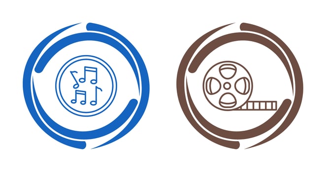 Musical Notes AND Film Reel Icon vector