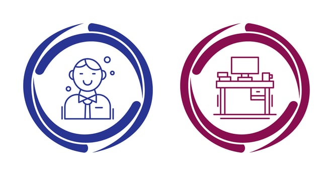 Employee and Desk Icon vector