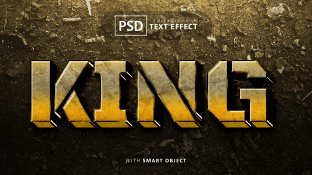 King 3d text effect editable psd