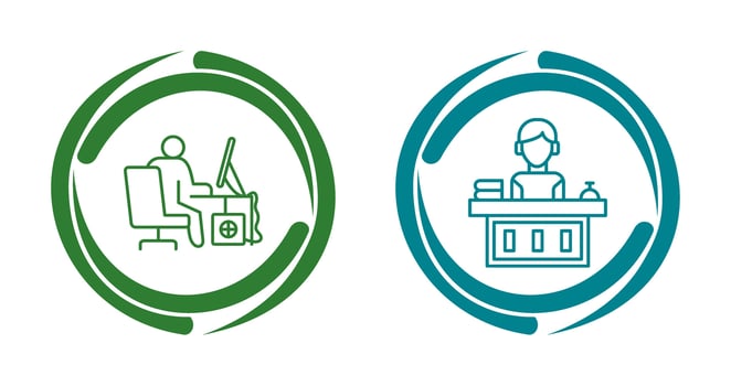 Computer Worker and Office Reception Icon vector