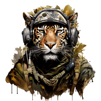 TIGER IN THE FORM OF A SOLDIER. SPECIAL RECORD. Generated by AI png
