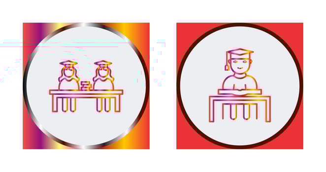 Combined Study and Studying on Desk Icon vector