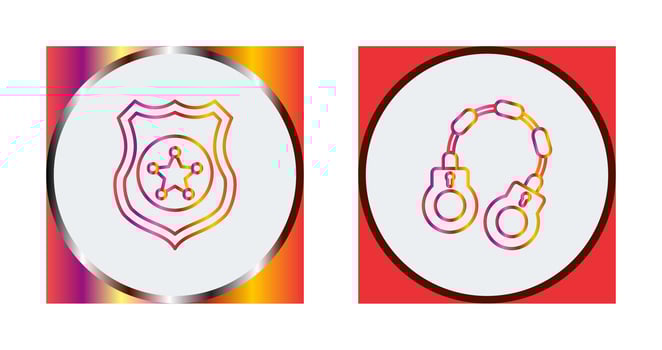 Police shield and Handcuff Icon vector