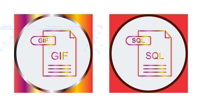 GIF and SQL Icon vector