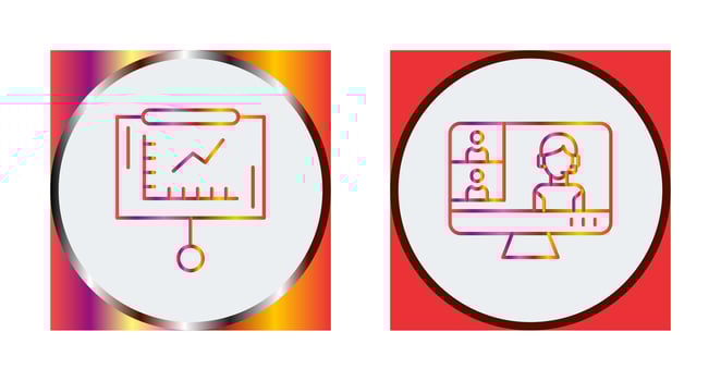 Line Graph and Conference video Call Icon vector