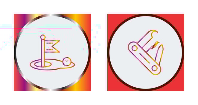 Golf and Swiss Army Knife Icon vector