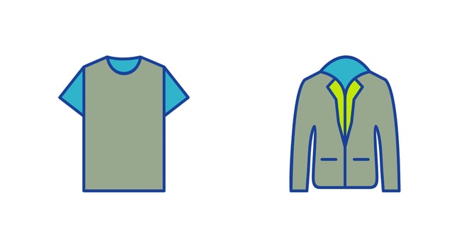 Plain T Shirt and Stylish Jacket Icon vector