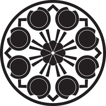 Vector monochrome black round turkish ornament. Endless ottoman national circle