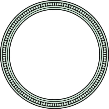 Vector green and black round byzantine ornament. Circle, border, frame of ancient Greece and Eastern Roman Empire. Decoration of the Russian Orthodox Church