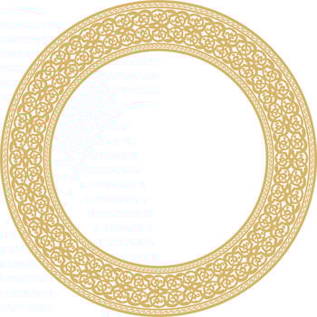 Vector golden round oriental ornament. Arabic patterned circle of Iran, Iraq, Turkey, Syria. Persian frame, border