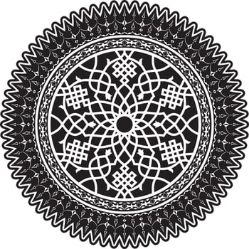 Vector black monochrome round turkish ornament. Ottoman circle, ring, frame