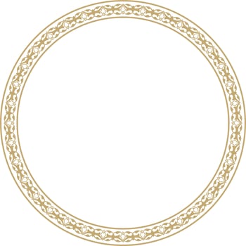 Vector golden round Turkish ornament. Ottoman circle, ring, frame
