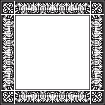 Vector monochrome black square classic greek ornament. European ornament. Border, frame Ancient Greece, Roman Empire