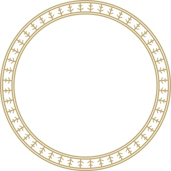 Vector gold round Yakut ornament. Endless circle, border, frame of the northern peoples of the Far East