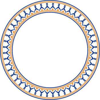 Vector colored round Yakut ornament. Endless circle, border, frame of the northern peoples of the Far East