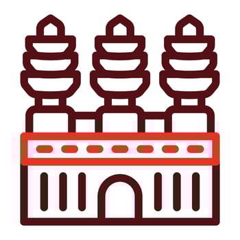 Angkor Wat Vector Thick Line Two Color Icons For Personal And Commercial Use.
