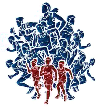 Group of People  Running Together Runner vector