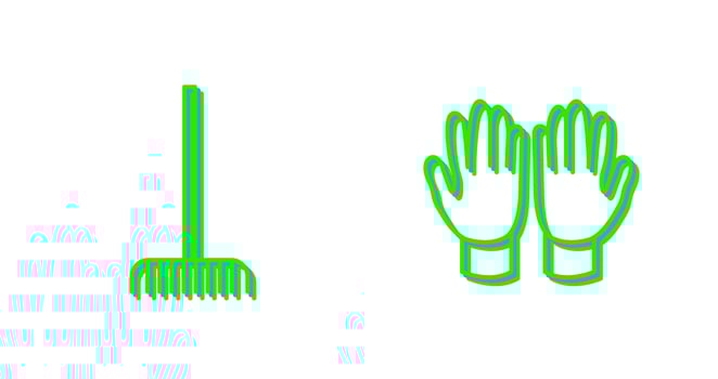Fork picking Leaves and Gardening Gloves Icon vector