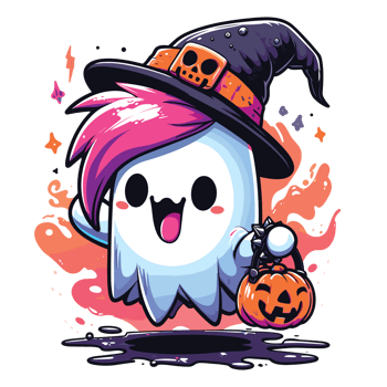 Beautiful Halloween Boo Wearing Hat - Ai Generative png