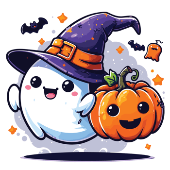 Beautiful Halloween Boo Wearing Hat - Ai Generative png