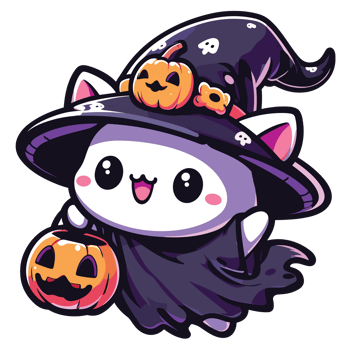 Beautiful Halloween Boo Wearing Hat - Ai Generative png