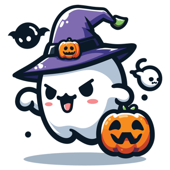 Beautiful Halloween Boo Wearing Hat - Ai Generative png