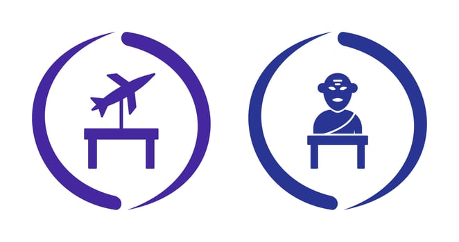 Jet Exhibit and Greek god Icon vector