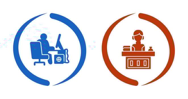 Computer Worker and Office Reception Icon vector