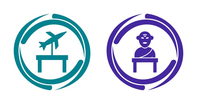 Jet Exhibit and Greek god Icon vector