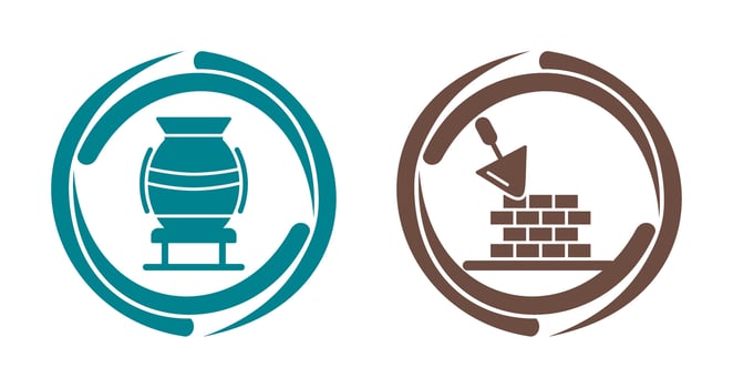 vase and brickwall Icon vector
