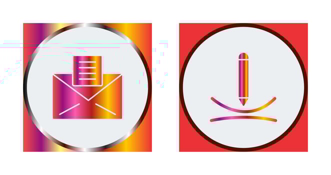email documents and draw curve Icon vector