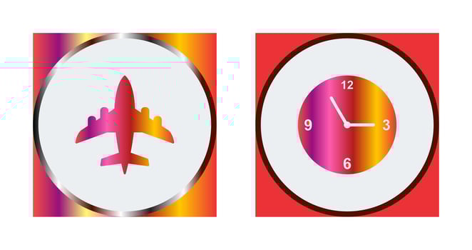 Aeroplane and time  Icon vector