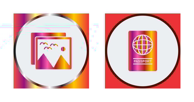 pictures and passport Icon vector