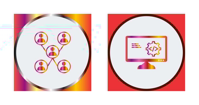 Company Network and Code Optimization Icon vector