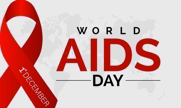 World AIDS Day Awareness Background Red banner Ribbon and Global Support Vector Illustration. background, banner, card, poster design.