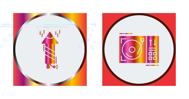 Firworks and Turntable Icon vector