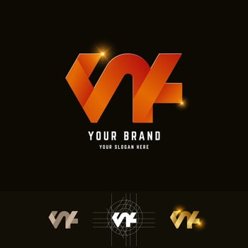 Letter NK or VK monogram logo with grid method design vector