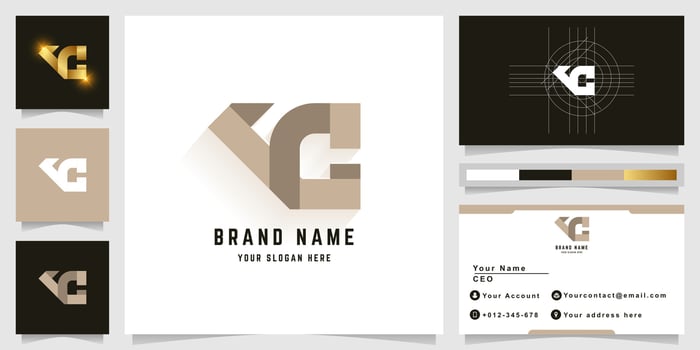 Letter VC or NC monogram logo with business card design vector