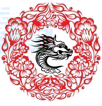 Happy chinese New Year 2024 . China dragon zodiac sign on nature background. Asian festive greeting card. vector