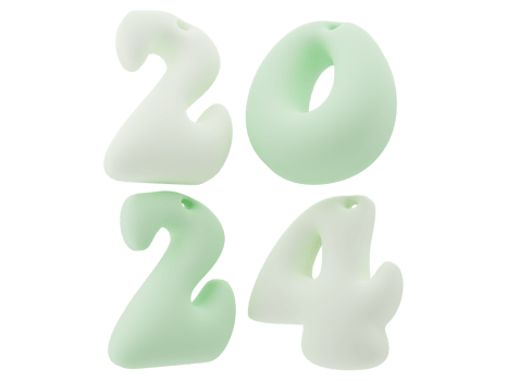 3D Typography of the New Year 2024, Inflate 3D Number Design png