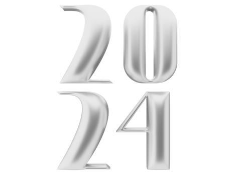 3D Typography of the New Year 2024, Inflate 3D Number Design png