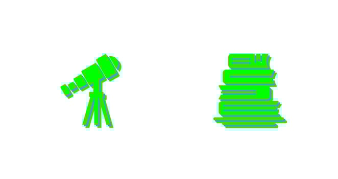Telescope and BooksSnack and Money Icon vector