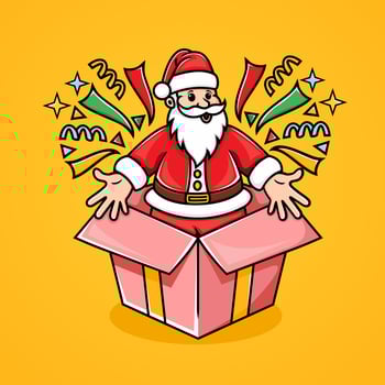 illustration of Santa Claus coming out of a gift box. vector