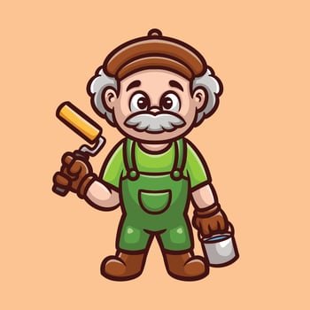Old Painter Cartoon Illustration vector
