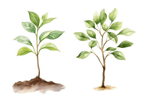 Tree sprout, garden watercolor clipart illustration with isolated background png
