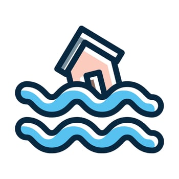 Flood Symbol Vector Thick Line Filled Dark Colors Icons For Personal And Commercial Use.