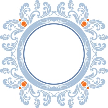 Round frame with decorative elements. Vector illustration.