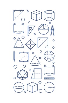 Geometry School Discipline vector concept vertical banner. Vector linear illustration