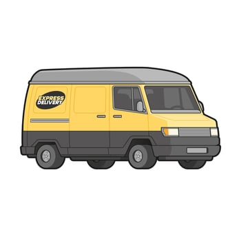 Vector illustration of a express delivery car. Vehicle transportation isolated.