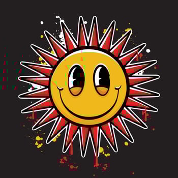 vector graffiti hand drawn sun designs for streetwear illustration